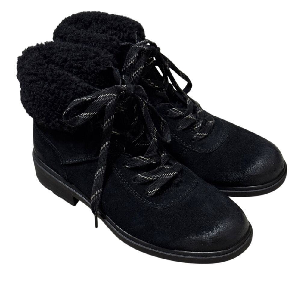 UGG Harrison Cozy Lace Up Waterproof Boot Black Size 9